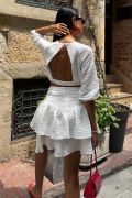 Crop Bluz Ve Kat Kat Etekli Takım 10207 resmi